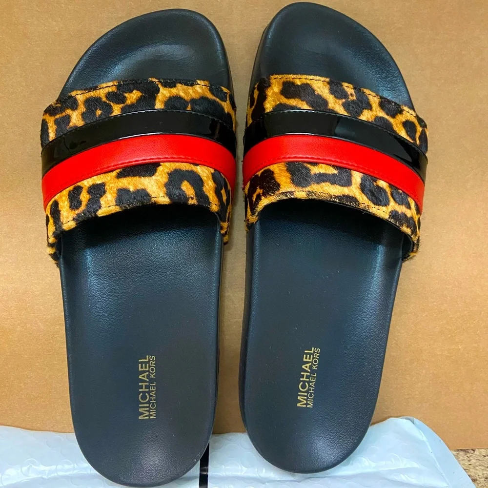 Michael Kors Animal Print Slides - Picture 3 of 14